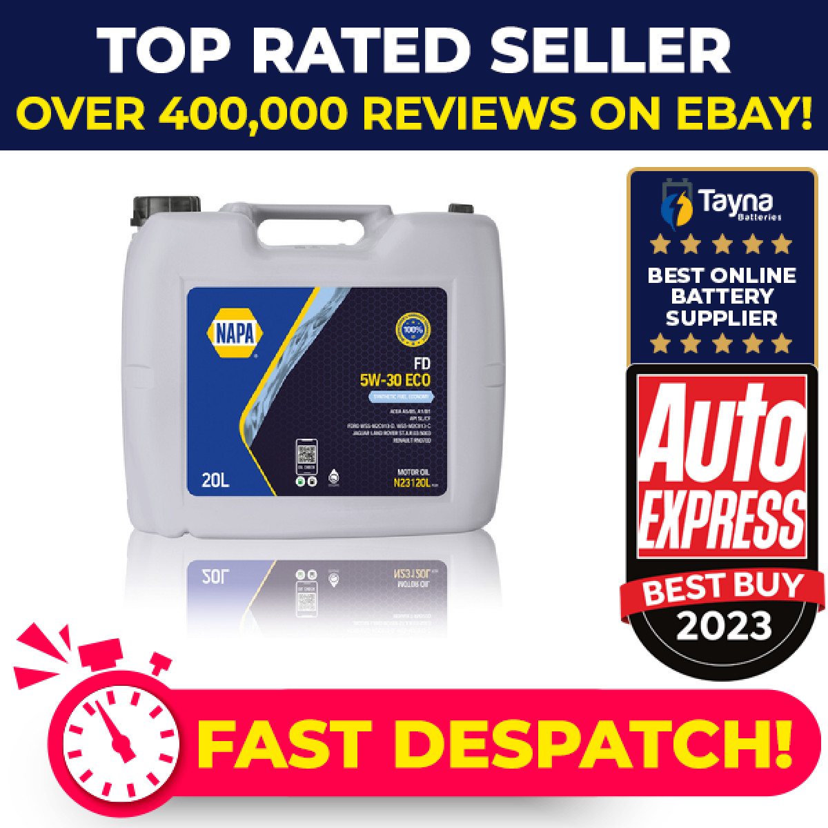 NAPA FD ECO 5W30 Synthetic Engine Oil 20L  A1/B1, A5/B5 SL, CF N23120L