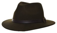 Skogen Crushable Jagdhut oliv mit Lederband Wolle Filzhut Outdoor Hüte Jagd