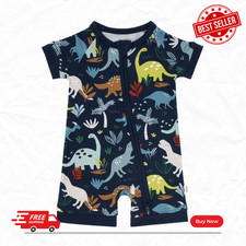 FASH SALE Little Sleepies Jurassic Jungle Shorty Zippy Bamboo Romper Pajamas