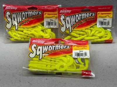 Obsolete Vintage Berkley 4''  Sqwormers Worms (3) 15 Pks