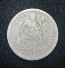 1867 S 10c VG-F Seated Liberty Dime, Key Date Mintage 140,000~ AM11