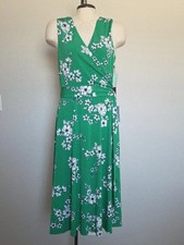 Vince Camuto Green Floral Sleeveless Wrap Dress