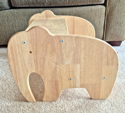 Natural Wood 2-Step Stool Cute Toddler Elephant Stepstool 14'' x 10.5 ''x 12.5''