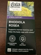 New Gaia Herbs Rhodiola Rosea 60 Vegetarian Liquid Phyto-Caps Exp 01/2028