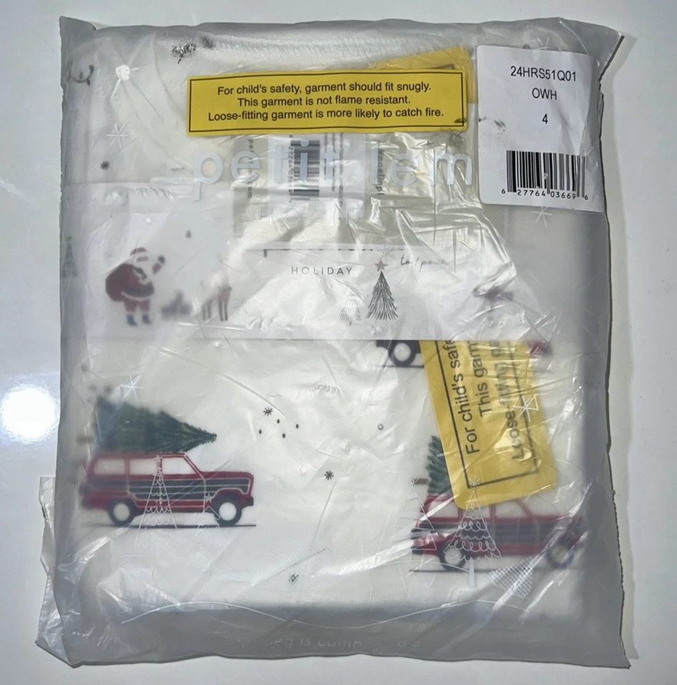 Pijama de dos piezas de algodón orgánico ajustado estampado festivo Petit Lem Foto 2 de 2