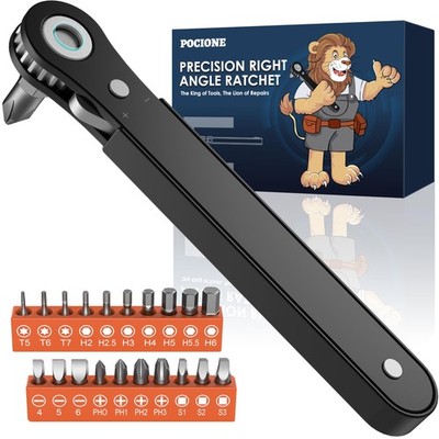 Right Angle Screwdriver Torx Star Bit Ratchet Allen Wrench Drill Square Drive
