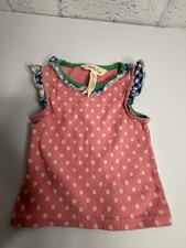 Girls Matilda Jane Pink White Polka Dot Top Size 3-6 M Flutter Sleeve Tank