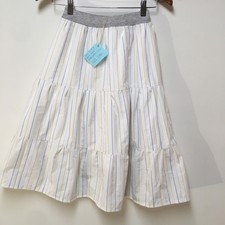 Skirt Girl 8 Maxi 100 Cotton White Stripe Lined Ruffle Tier Mom and Pop's Kids