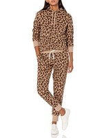 Fleece-Kapuzenpullover Damen XXL Kamelbraun Leopardenmuster Amazon Essentials