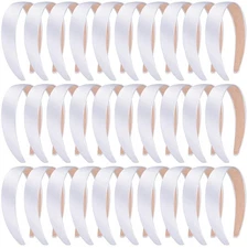 SIQUK 30 Pieces Satin Headbands White Hard Headband 1 Inch Hair Headband Set DIY