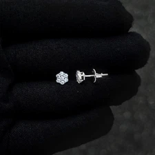 6mm Moissanite Cluster Earrings, .53ct Diamond Studs