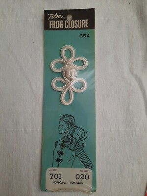 Vintage NIP Talon 2 3/4'' Frog Closure Cotton & Rayon