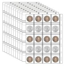 12 Sheets Coin Collection Pages, Coins Pocket Page with 240 Pockets, Coin Bin...