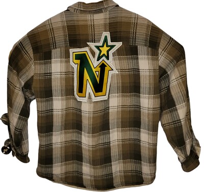 Vintage Minnesota North Stars Player Lined Woolrich Flannel Shirt Huge  Patch L
