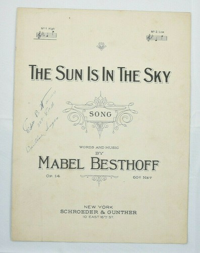 The Sun Is In The Sky-1920 Sheet Music-Mabel Besthoff-Schroeder & Gunther - Picture 1 of 4