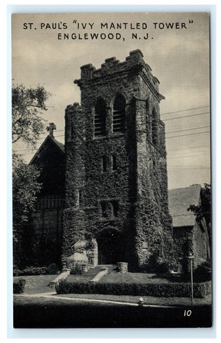 St. Paul’s Church Efeu Mantelturm Englewood NJ New Jersey Postkarte C7