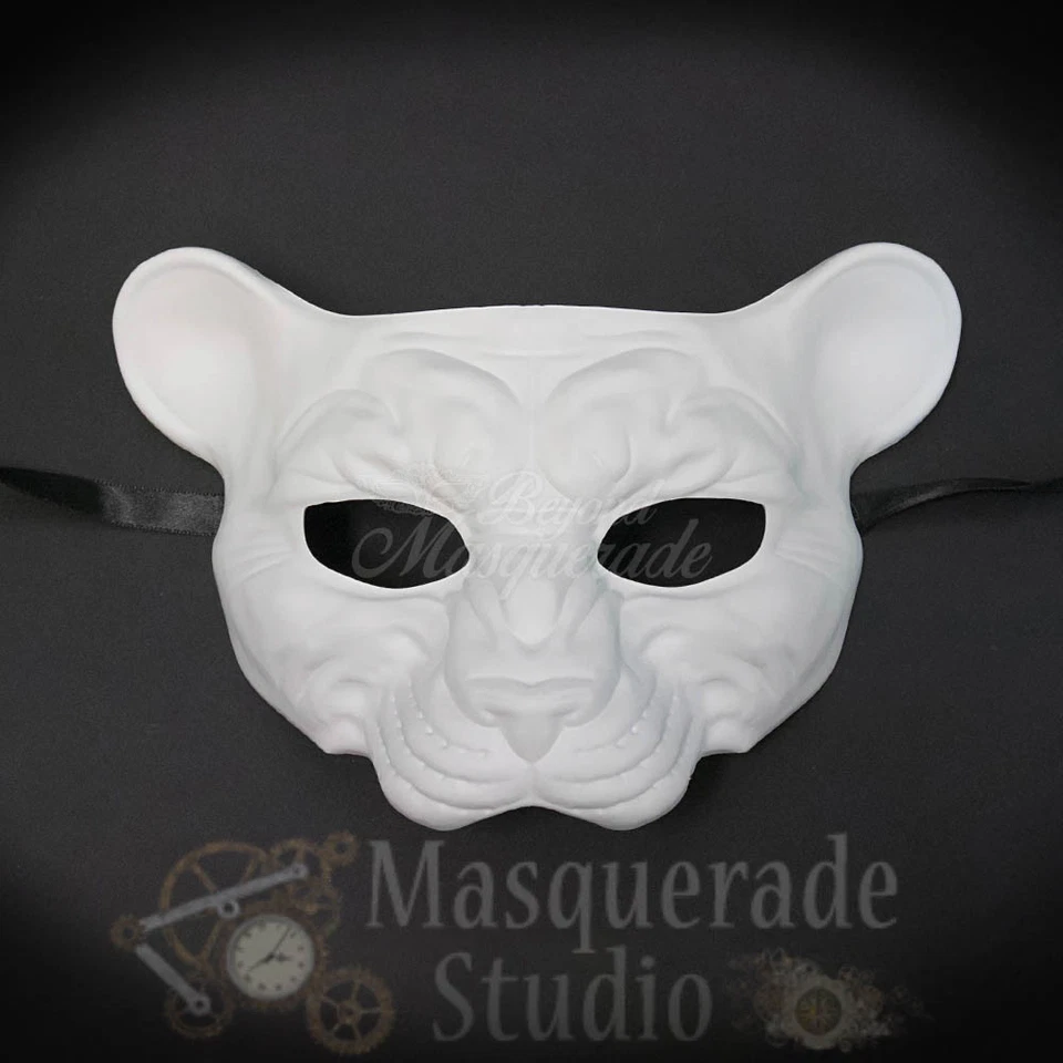 Leopard Haunted Animal Spirit Wall Decoration Halloween Masquerade Mask [White] - Image 2 of 4