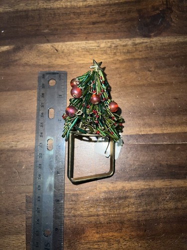 VTG Pier One 1 Beaded Napkin Rings Xmas Trees Metal Square Bottom Novelty - Picture 9 of 9