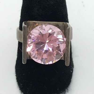 Vintage TS-11 Mexico 925 Sterling SIlver & Pink Cubic Zirconia