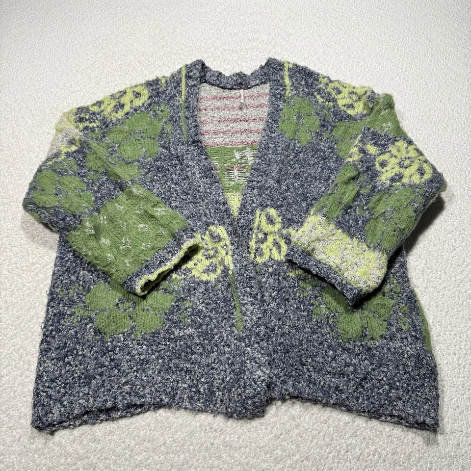 Женский кардиган Free People Gather Me Close Jaded Iris шерсть цветочный трикотаж РЕДКИЙ XS - Изображение 3 из 4