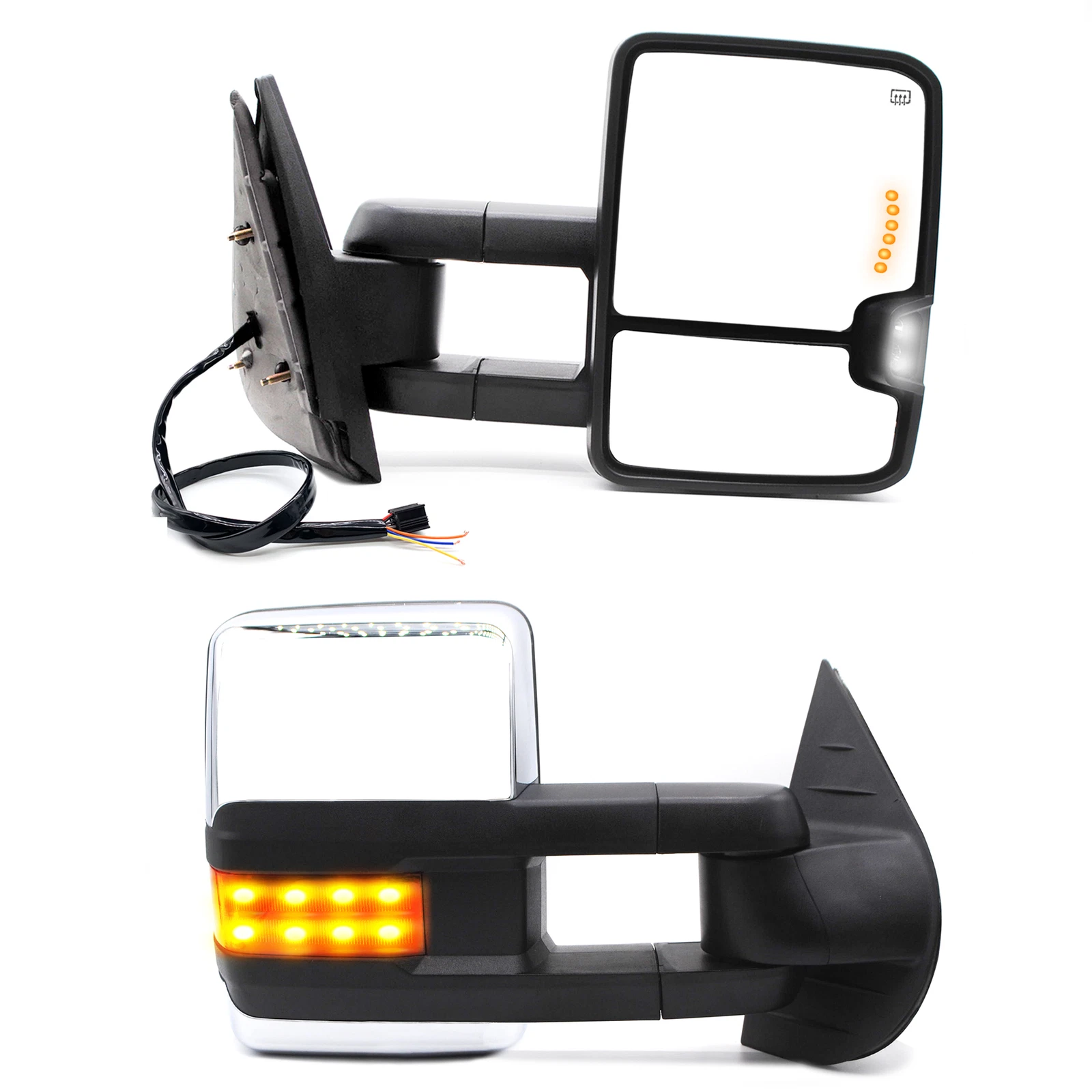 Tow Mirrors Fits 2012 GMC Sierra 1500 2500 3500 Power Heated Signal Chrome
