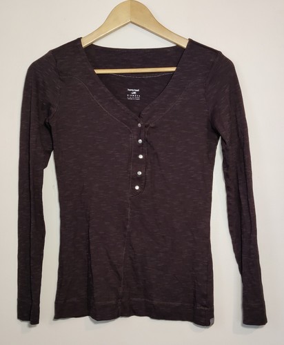 HORNY TOAD WOMENS XS BLACK KNIT BUTTON V-NECK SWEATER SHIRT LONG SLEEVE PULLOVER