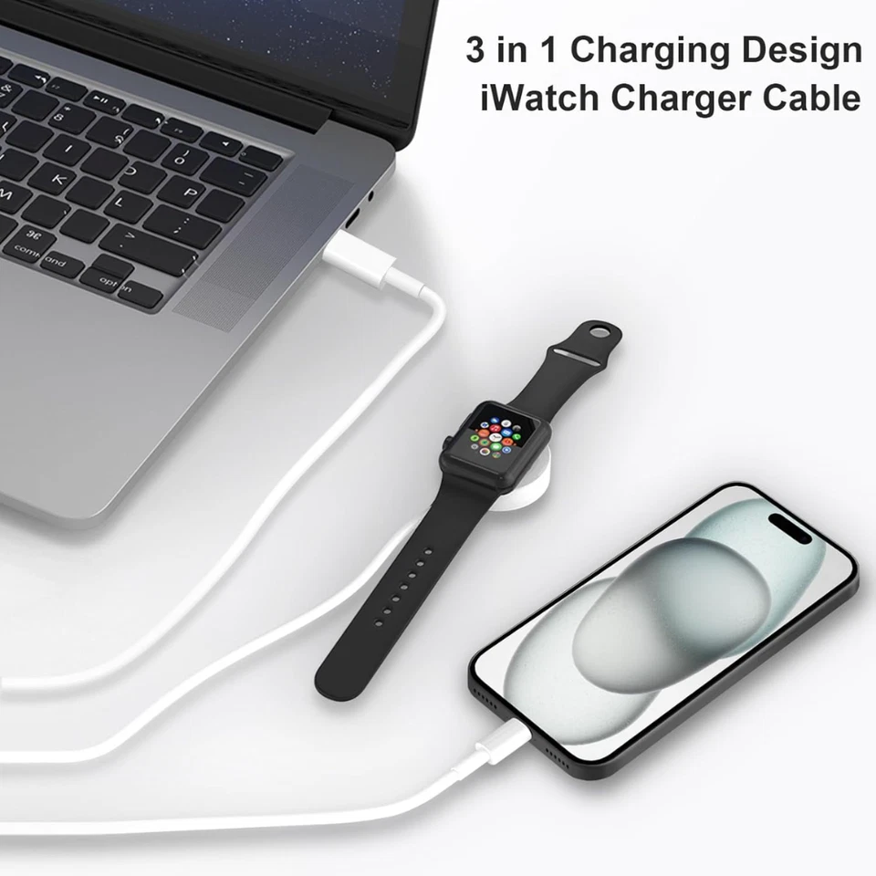3 in 1 For iPhone Apple Watch Magnetic Fast Charger USB C Cable With 20W PD Cube - Image 2 of 4