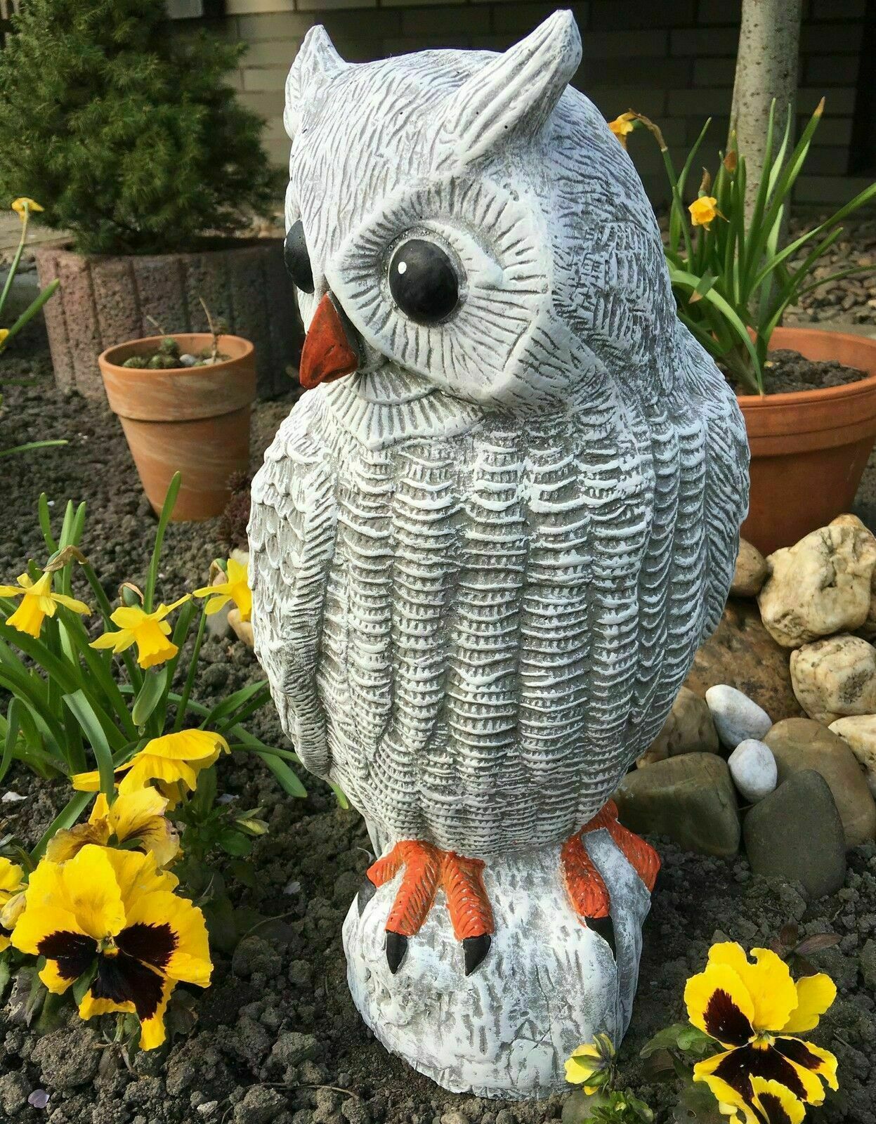 Steinfigur Uhu Eule Kauz frostfest groß wetterfest Gartenfigur Stein