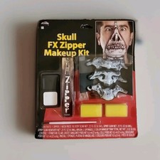 Skull Skeleton Fx Zipper Face Makeup Kit Fun World Halloween Costume Dress Up