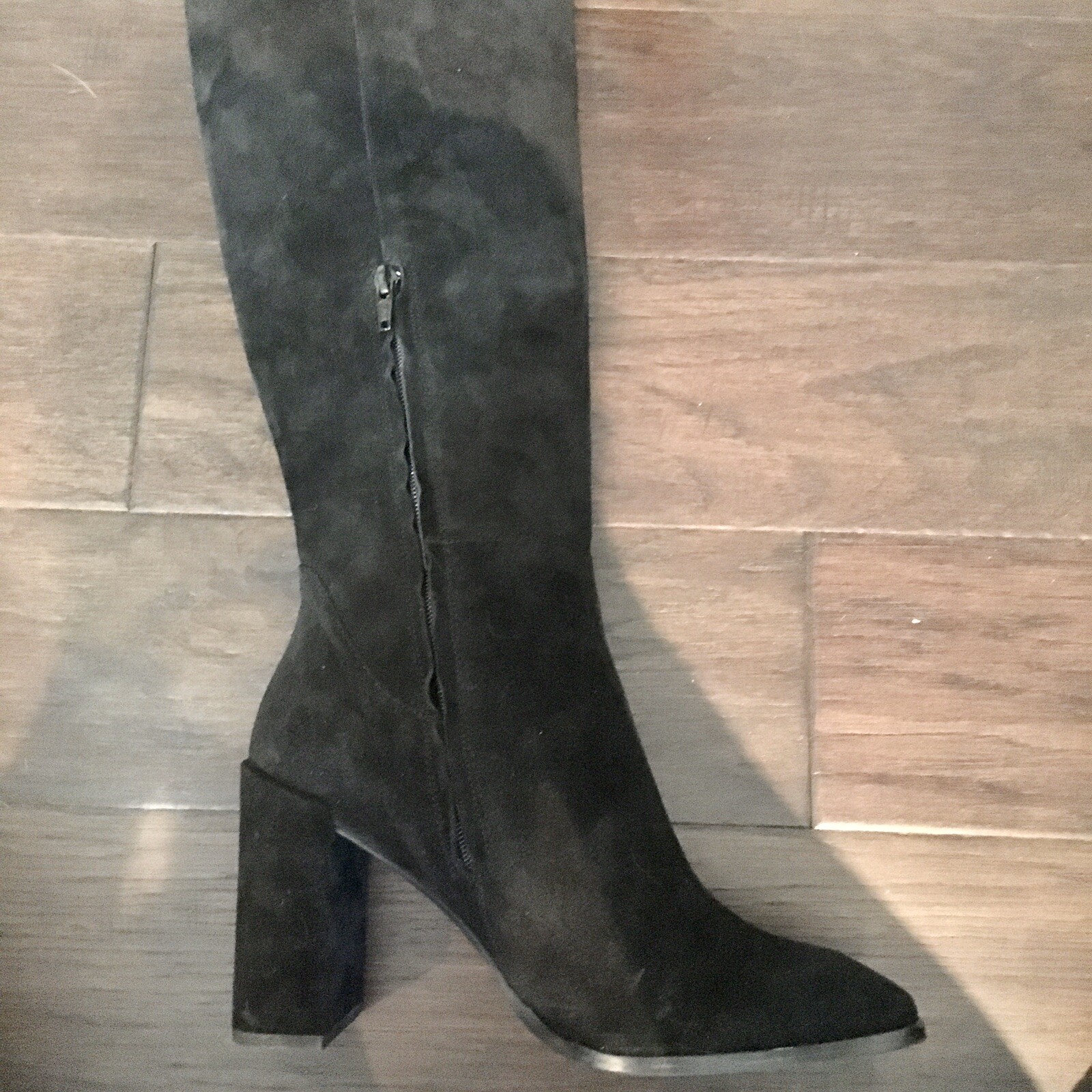 Blogger Fave!  Zara Suede Over The Knee Black Block Heel Boots *Sold Out!* 9.5 image 7