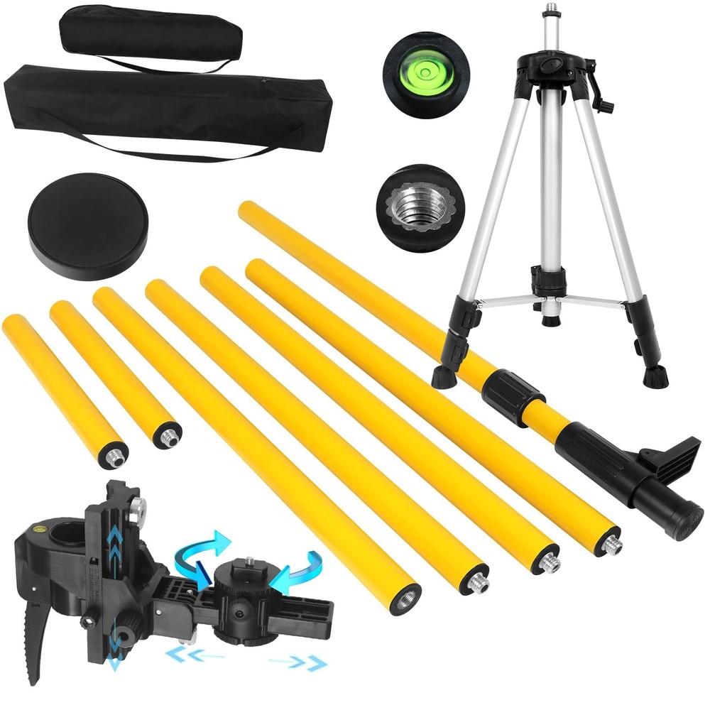 13.8 Ft Telescoping Laser Level Pole with Tripod & 3.9 Ft Extension
