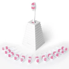 Manual Ultra Soft Toothbrush For Each Month New Heads W/ Cover - Pyramid Stand