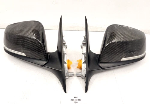 ✅ 12-18 OEM BMW F30 328 335 340 Mirror Assembly Heated Auto Dip Carbon Caps SET*