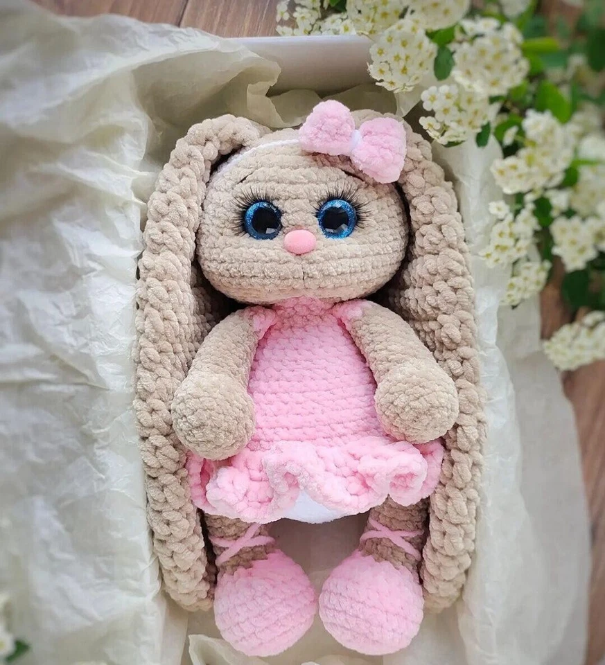 钩针 兔子 毛绒 11 英寸 手工制作,amigurumi 兔子,手工兔子,毛绒兔子 — 第 2/2 张图片
