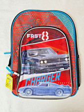 Mochila Cargador Fast and Furious 8 16" con Bolsillos Laterales de Malla Roja Reflectante Nueva con Etiquetas