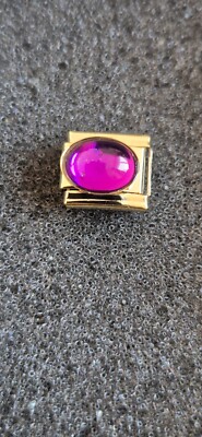 Gold and pink charm stone fit 9mm Classic Italian or Nomination Bracelet