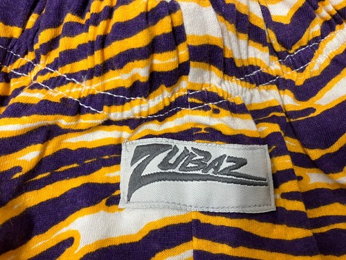 Vintage 90s Zubaz LSU Tiger Striped Gym Shorts Size XS Beach Muscle - Picture 3 of 7