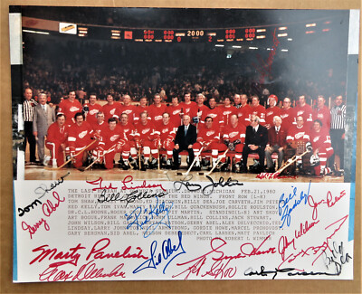 Detroit Red Wings Signed 8x10 Old Timers Game Olymia Last Event Production Line