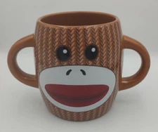 Galerie Brown Sock Monkey Two Handled Hot Cocoa Mug