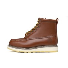 Soft Toe Leather Durable Non-Slip Wedge Outsole 6&ldquo; Brown Work Boots for Men&lsquo;s