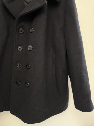 Vintage Schott US 740N Black Wool Pea Coat Jacket Men Size 54 USA Military - Picture 6 of 10