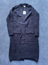 Ana Womens Cardigan Sweater Gray Long Sleeve Open Front XS Pockets NWT