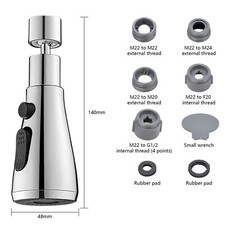 Kitchen Faucet Aerator Splash Proof Spout Replacement 360° Swivel Tap Extender