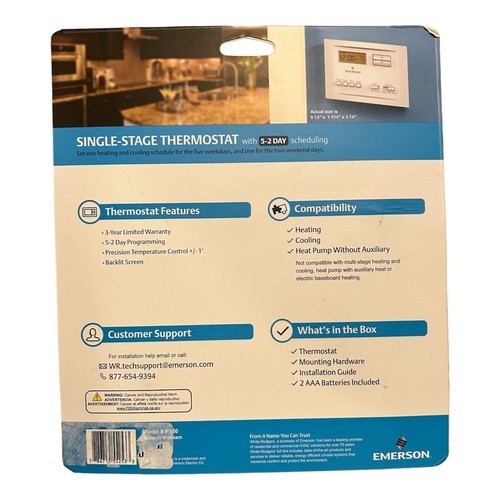 White Rodgers/Emerson P150, White, 5-2 Day Scheduling Programmable Thermostat - Picture 2 of 2