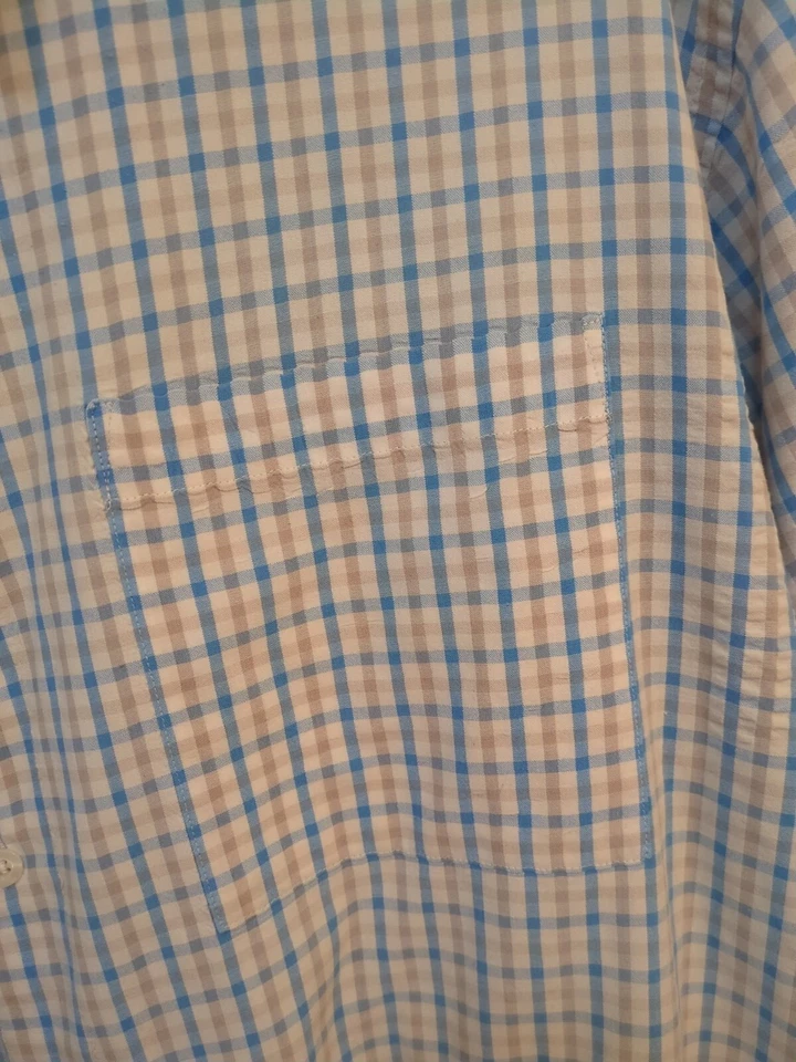 Camisa Harbor Bay Hombre Talla 4XL Fresca y Seca Botón Blanco Azul Cuadros A75 Foto 3 de 4