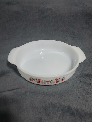 Fire King 8'' Primrose Milk Glass Round Casserole Baking Dish # 450 Vintage