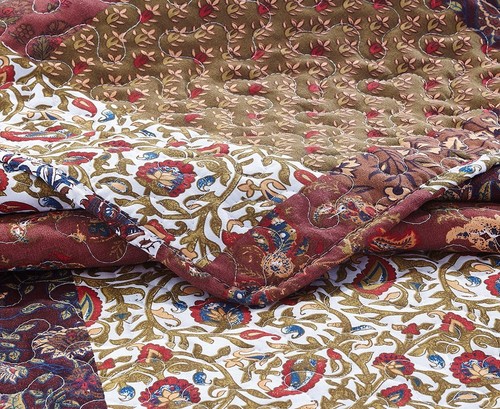 Red Riches 2-Piece Quilt Set - Twin Size with 1 Sham Autumn Patchwork Design ... - Picture 4 of 7
