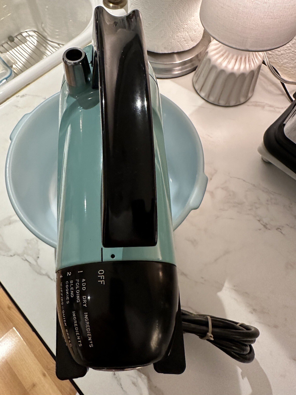 Vintage 1950s Sunbeam Mixmaster, Turquoise Blue Stand Mixer With 2