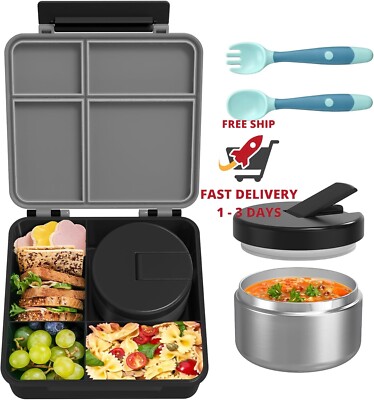 Fiambrera Bento con termo para sopa de 8 oz, recipientes para almuerzo a prueba