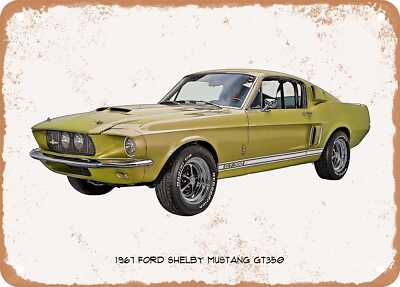 Classic Car Art - 1967 Ford Shelby Mustang GT350 Oil Painting - Rusty Metal Sign